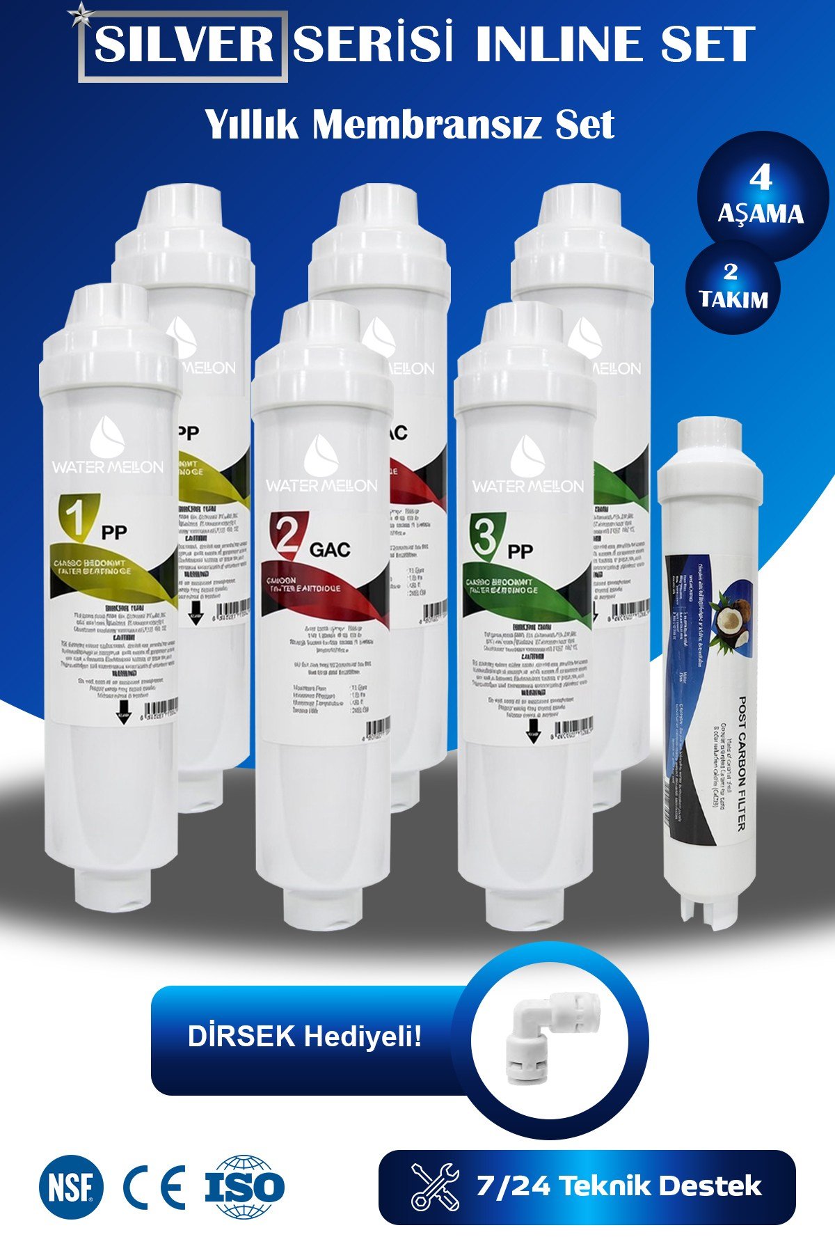 SİLVER Seri Kapalı Kasa Su Arıtma Cihazı Uyumlu 4 Aşamalı Inline Avantajlı Yıllık Filtre Seti