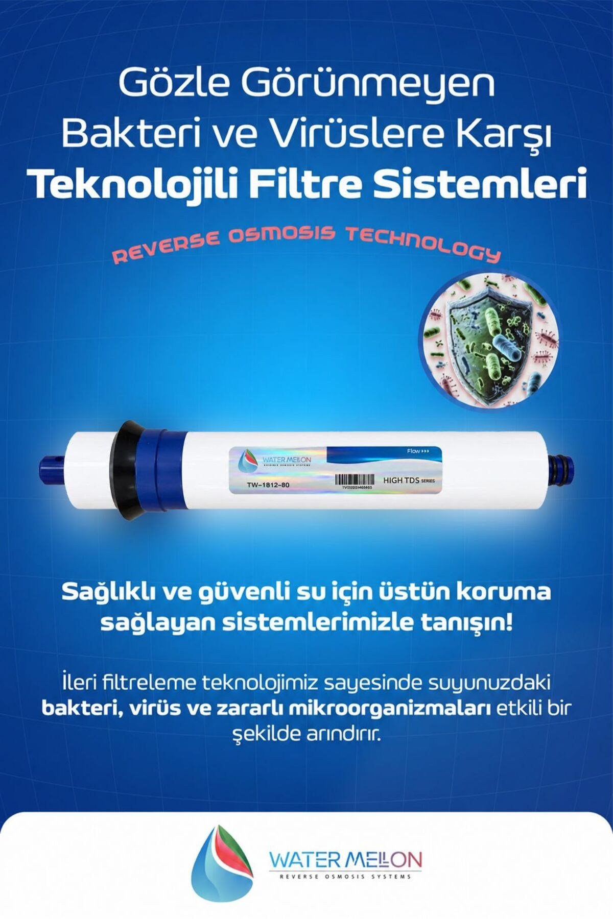 SİLVER Serisi Kapalı Kasa Su Arıtma Cihazı 80 Gpd Membranlı 5 Aşama Yıllık Filtre Seti