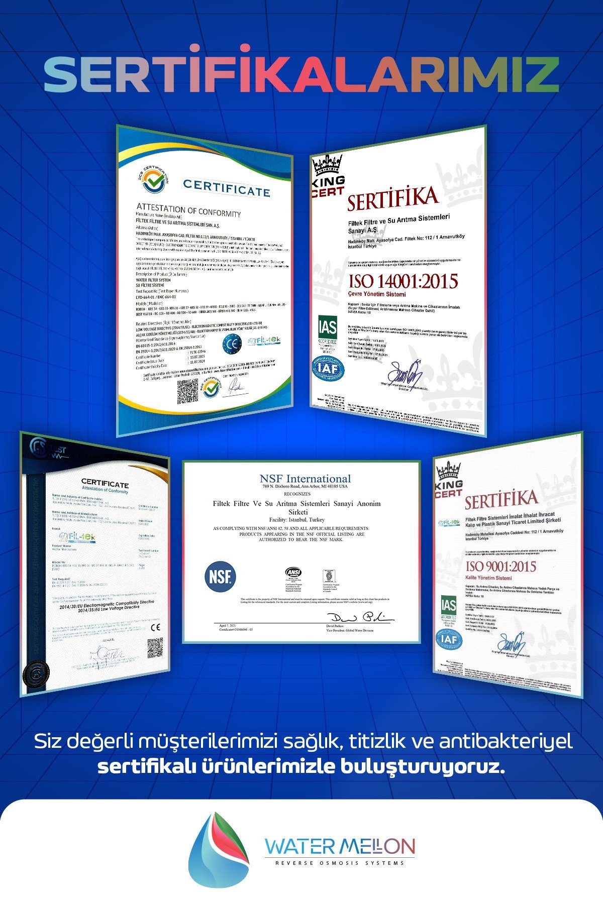 SİLVER Serisi Kapalı Kasa Su Arıtma Cihazı 80 Gpd Membranlı 5 Aşama Yıllık Filtre Seti