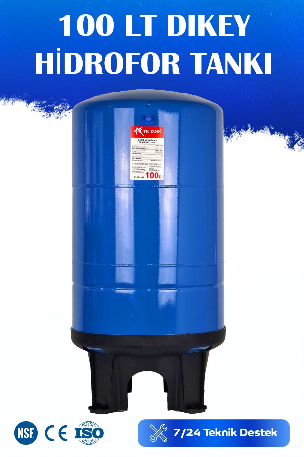 Trtank Profesyonel 100 Litre Dikey Ayaklı Nsf Membranlı Hidrofor Genleşme Tankı