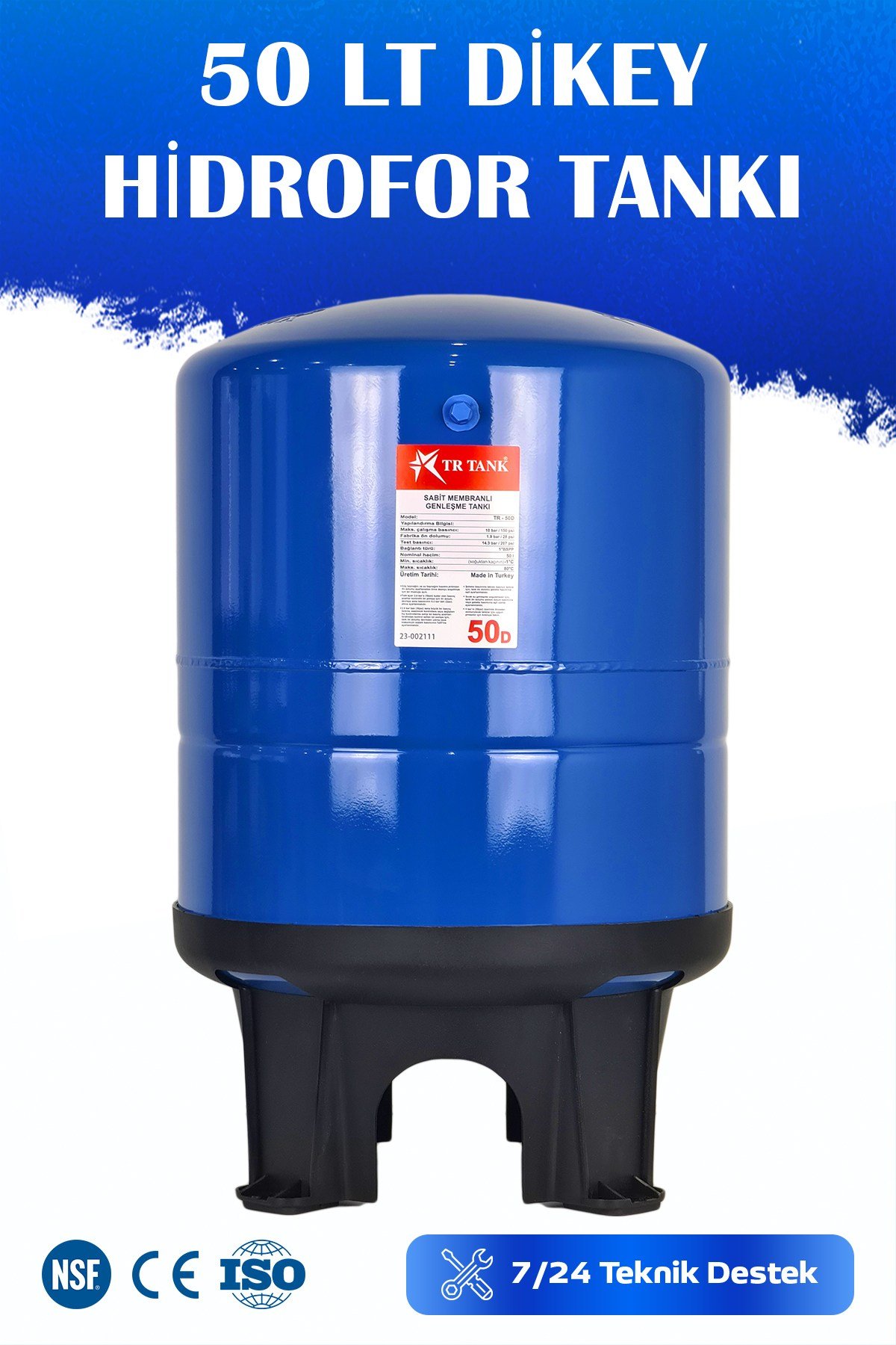 Trtank Profesyonel 50 Litre Dikey Ayaklı Nsf Membranlı Hidrofor Genleşme Tankı