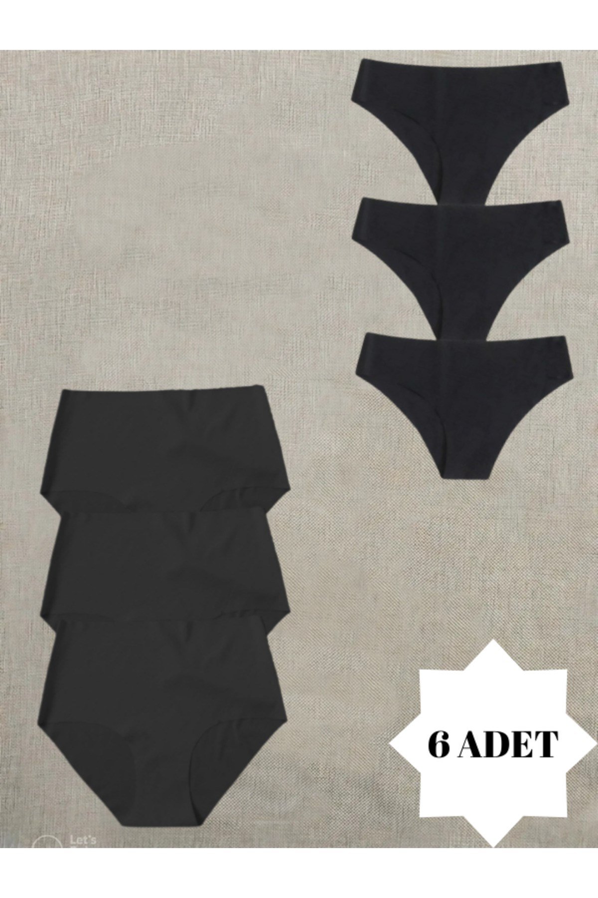 Kadın 6'lı Yüksek Bel ve Normal Bel Dikişsiz Lazer Kesim Iz Yapmaz Likralı Bikini Slip Külot Set