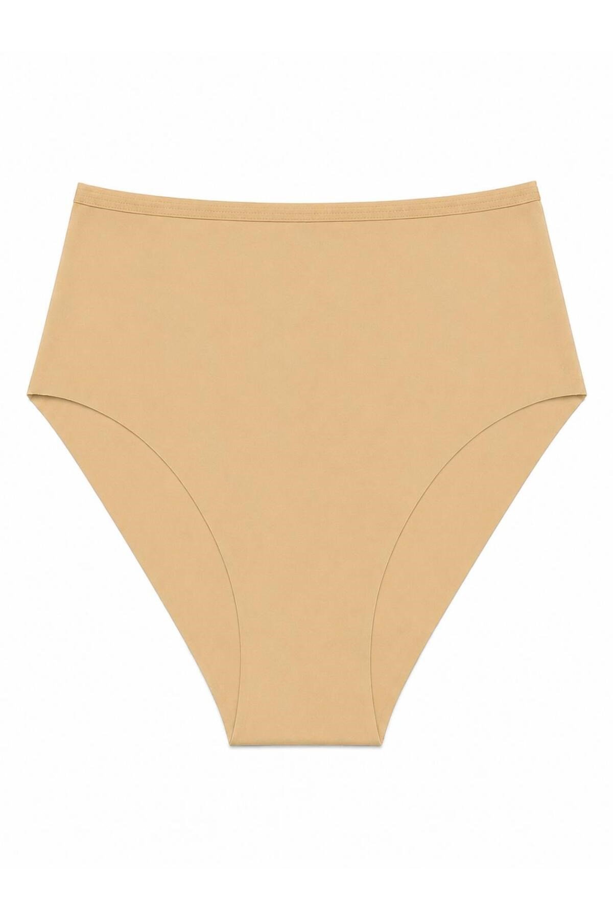 Kadın (Beli Lastikli) 3'lü Dikişsiz Lazer Kesim Iz Yapmaz Likralı Yüksek Bel Bikini Slip Külot Premium Esnek ve Yumuşak