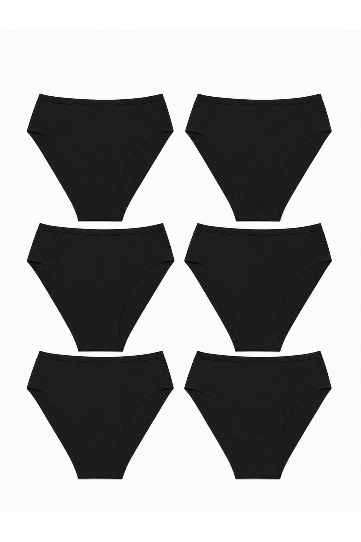 Kadın (Beli Lastikli) 6'lı Dikişsiz Lazer Kesim Iz Yapmaz Likralı Bikini Slip Külot Premium Esnek ve Yumuşak