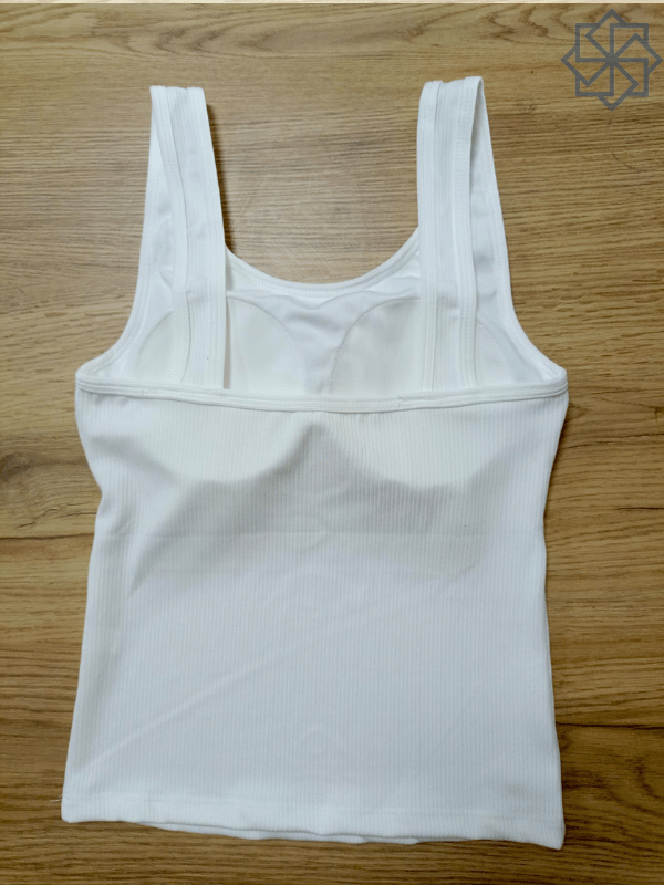 Kadın Fitilli Görünümlü Pedli Kalın Askılı Basic Beyaz Atlet Crop