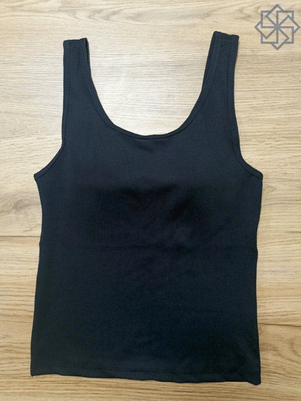 Kadın Fitilli Görünümlü Pedli Kalın Askılı Basic Beyaz Atlet Crop