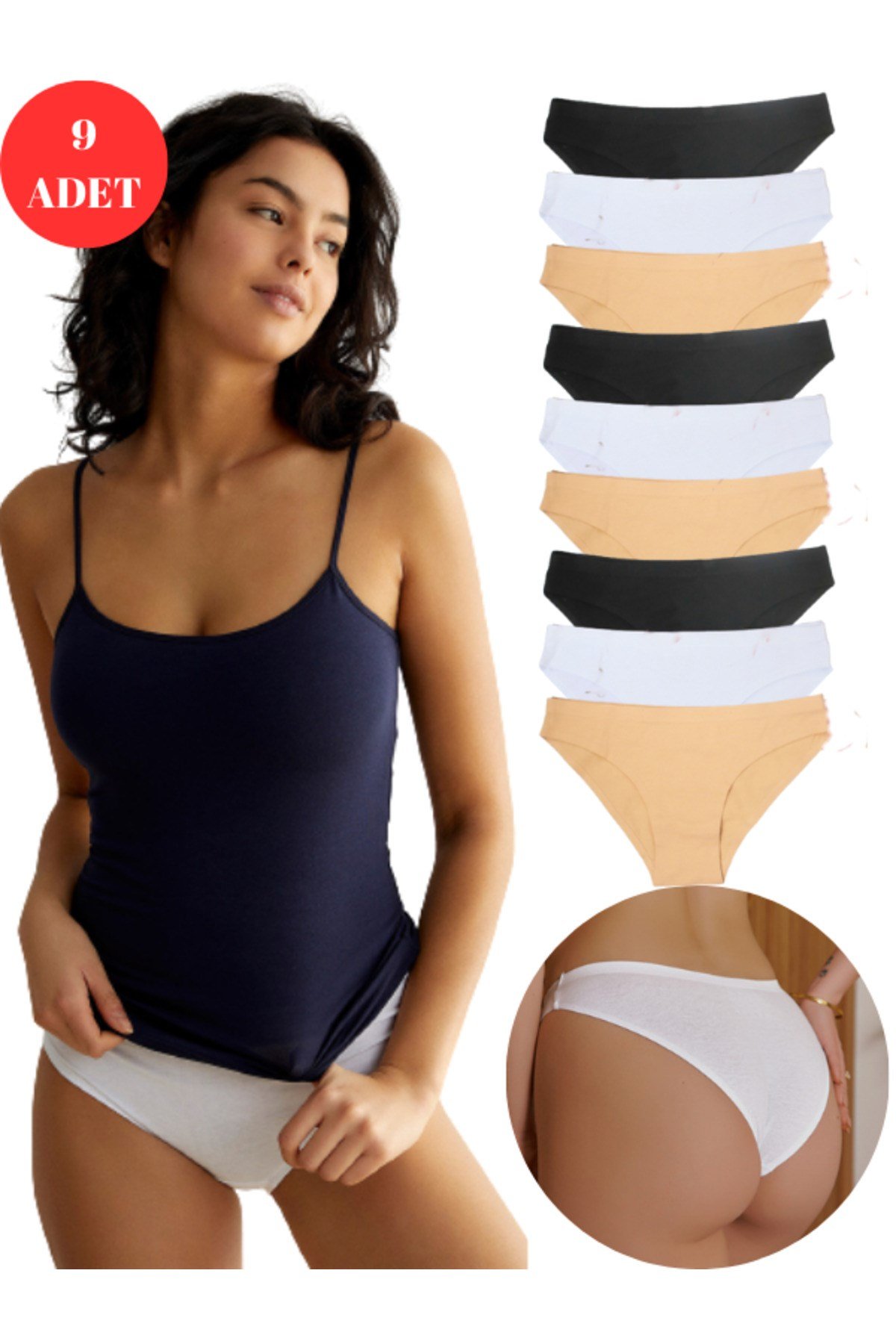 Kadın Lazer Kesim Dikişsiz Kilot Iz Yapmayan Yumuşak Kulot Mikro Kumaş Bikini Külot 9'lu Paket