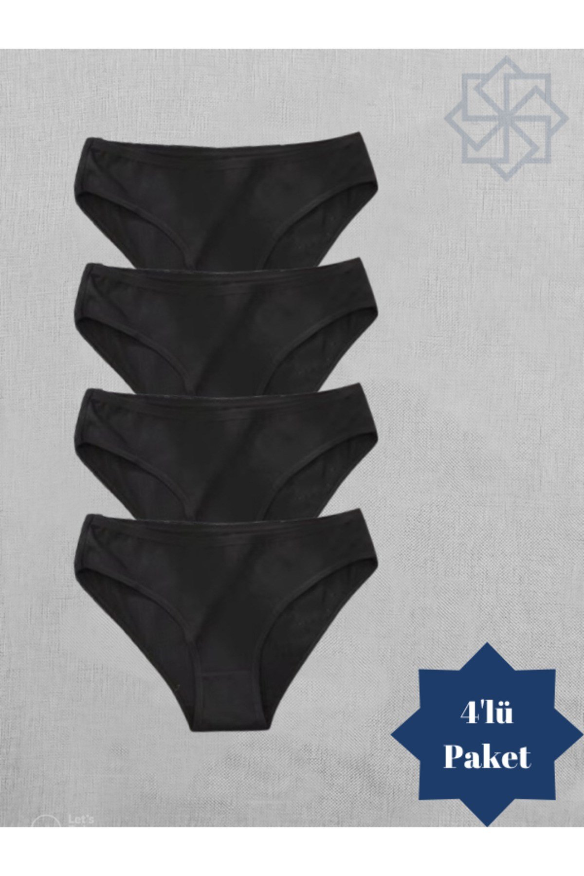 KADIN PAMUK LİKRALI BİKİNİ SLİP KÜLOT SİYAH 4 LÜ PAKET
