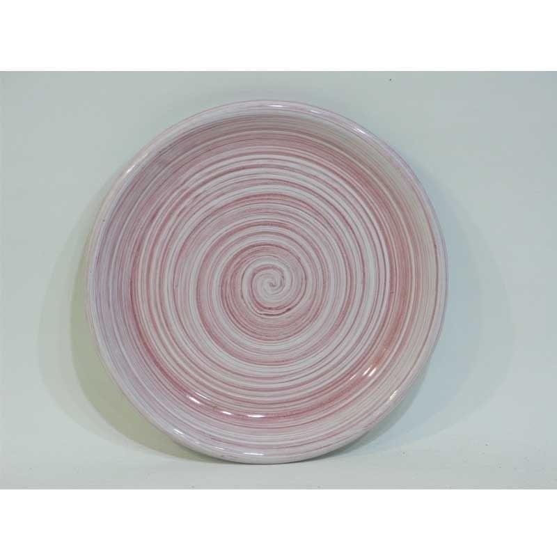 Dekoratif Desenli Emaye Tabak 17 cm Pembe