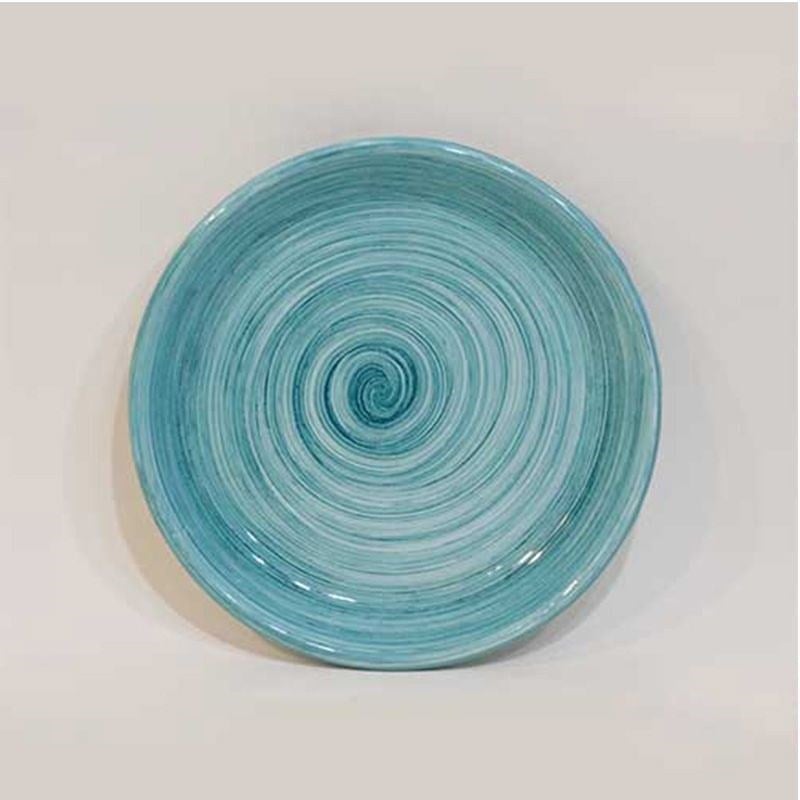 Dekoratif Desenli Emaye Tabak 17 cm Turkuaz