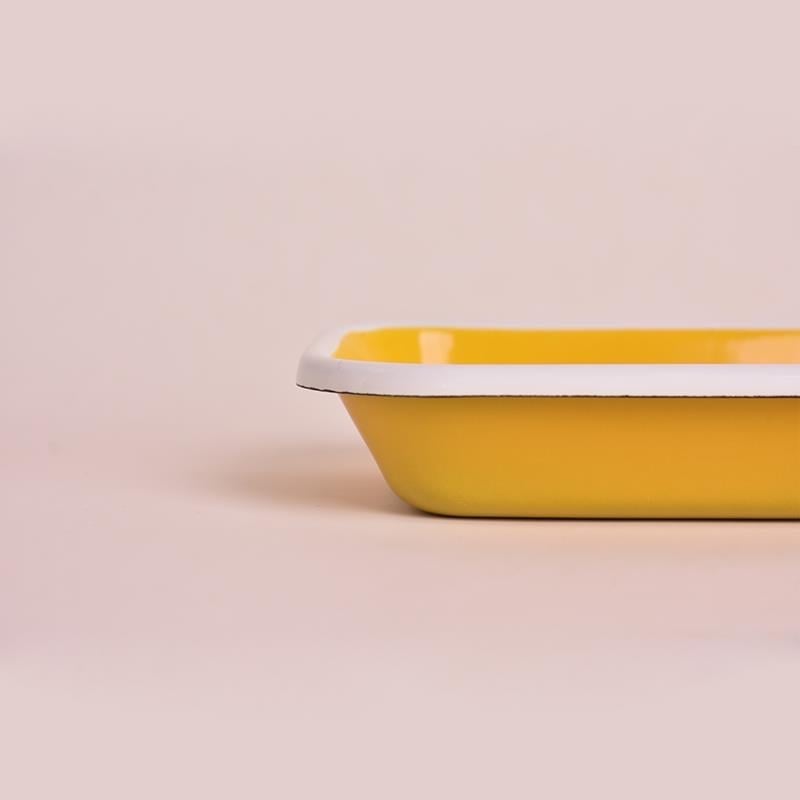 Emaye 16x11 cm Meze Tabağı Sarı-Kordon Beyaz