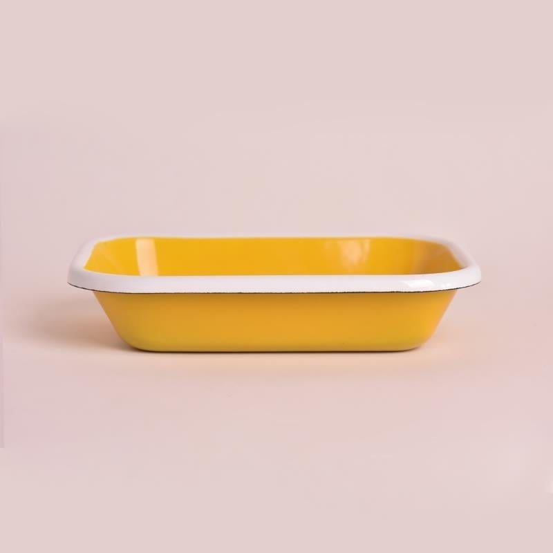 Emaye 16x11 cm Meze Tabağı Sarı-Kordon Beyaz