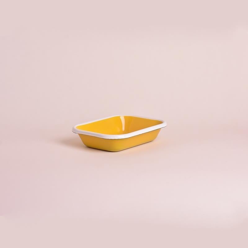 Emaye 16x11 cm Meze Tabağı Sarı-Kordon Beyaz