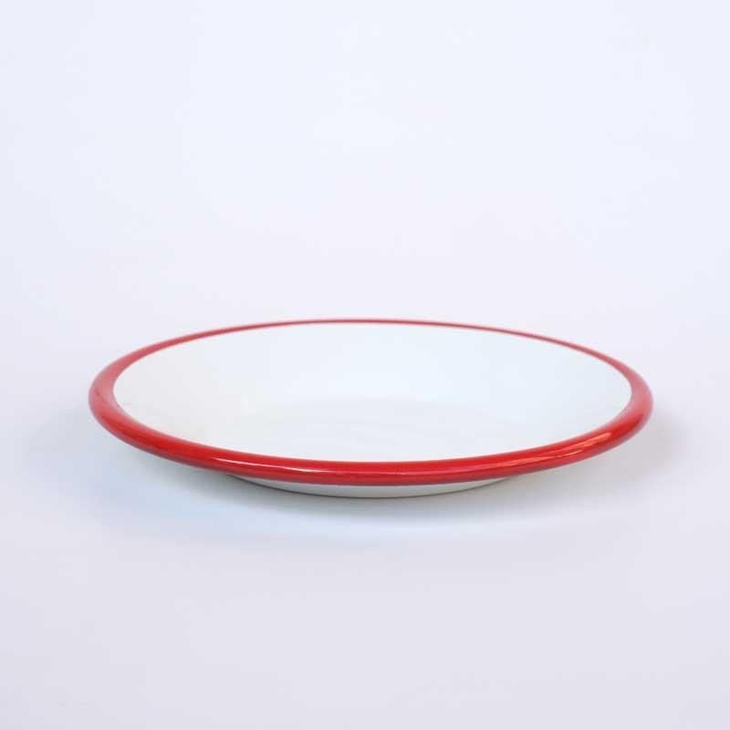 Emaye 21 cm  Kenar Tabak Kırmızı