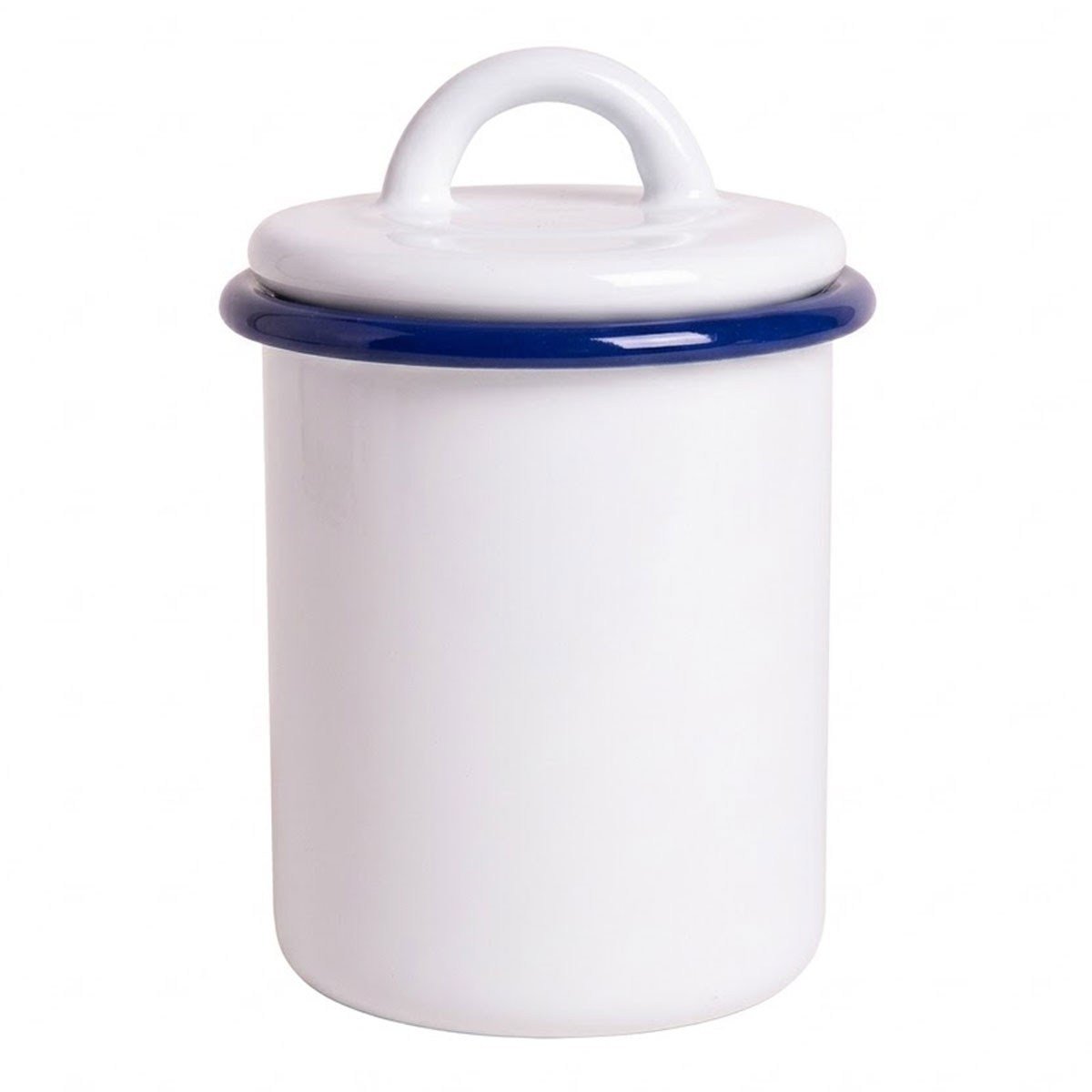 Emaye Baharatlık 1200 ml Beyaz Kordon Kobalt