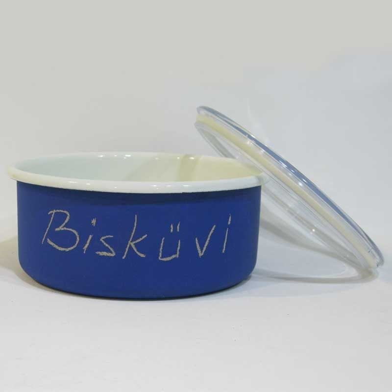 Emaye Bisküvi Kutusu Mavi