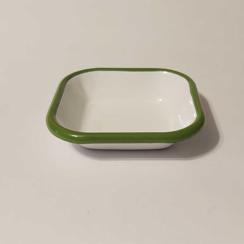 Emaye Kare Mini Meze Tabağı Çimen Yeşili 11 cm