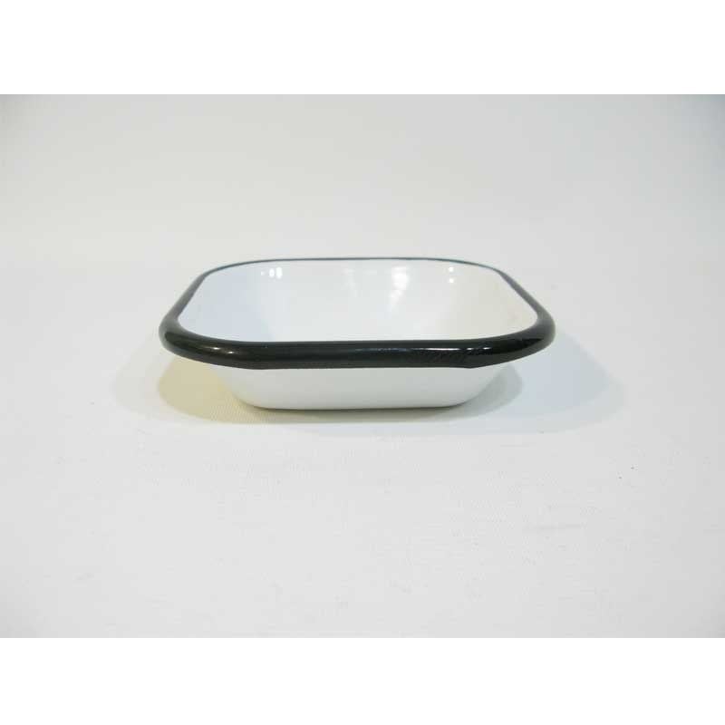 Emaye Kare Mini Meze Tabağı Siyah 11 cm