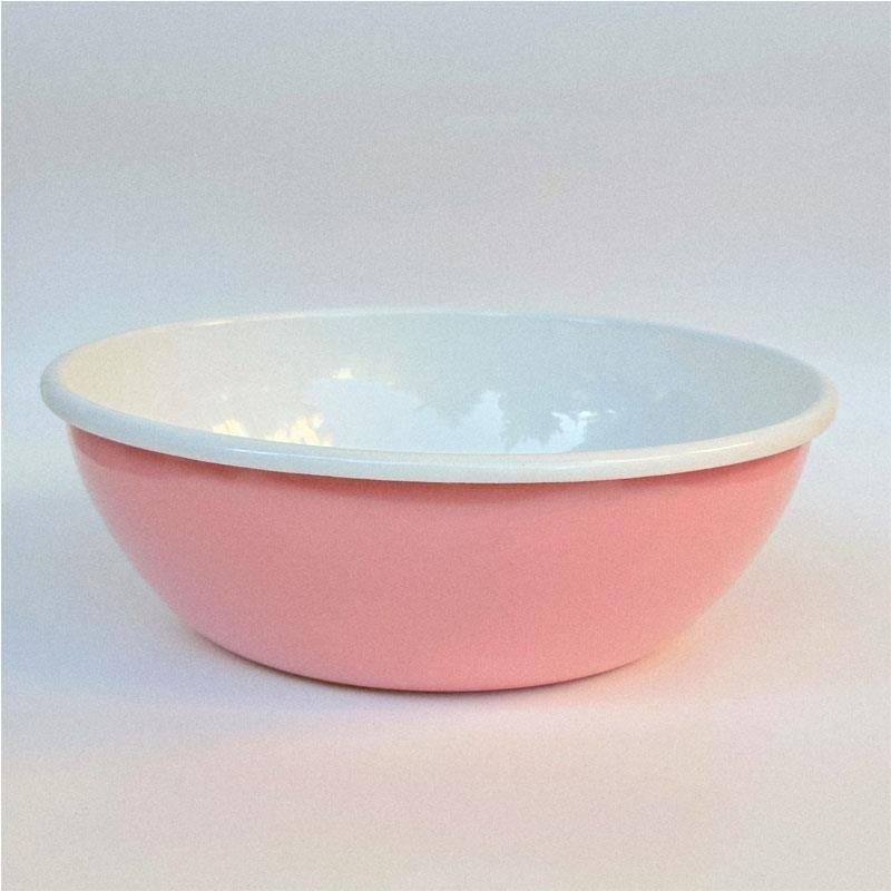 Emaye Kase 32 cm | Pembe Kordon Beyaz