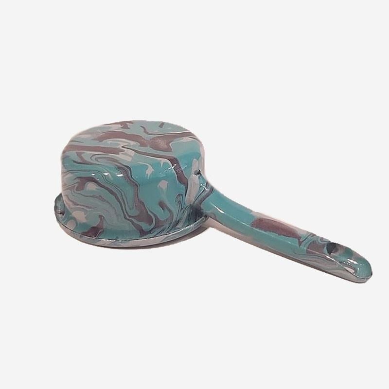 Emaye Kaserol 12 cm Mermer Desen Mavi