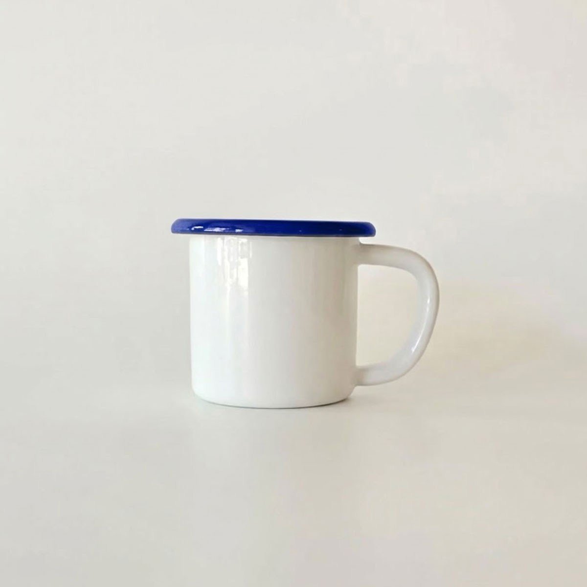 Emaye Kupa 250 ml Beyaz Kordon Kobalt
