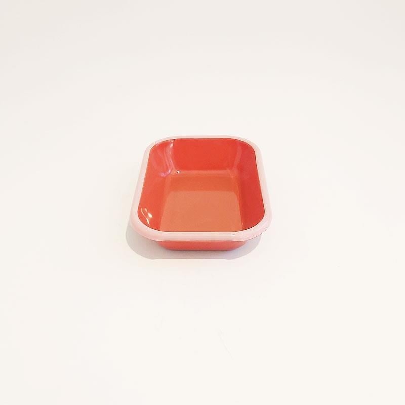 Emaye Meze Tabağı Kiremit Pembe Kordonlu 17x12 cm