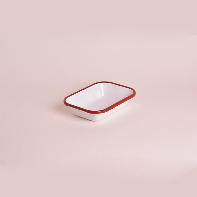 Emaye Meze Tabağı Kırmızı Bant 16 cm