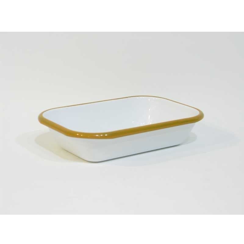 Emaye Meze Tabağı Sarı Bant 16 cm