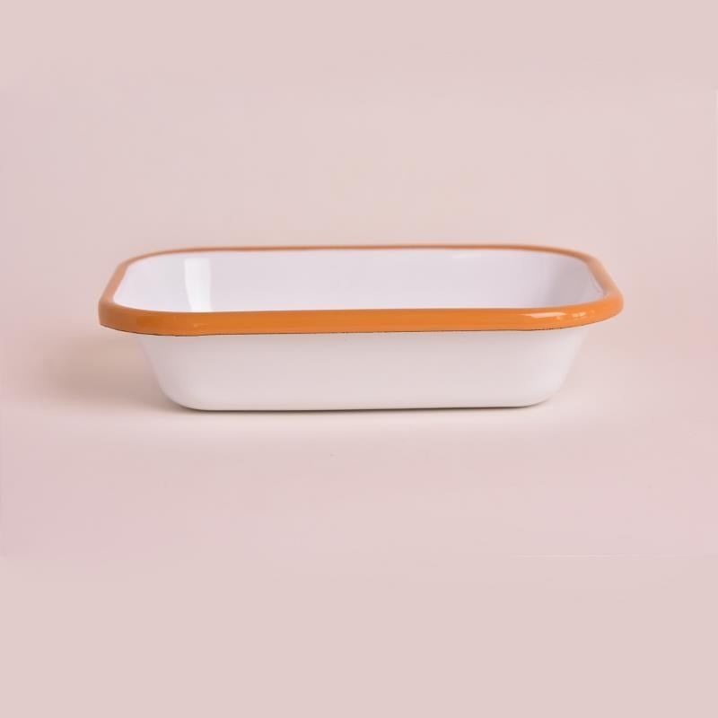 Emaye Meze Tabağı Sarı Bant 16 cm