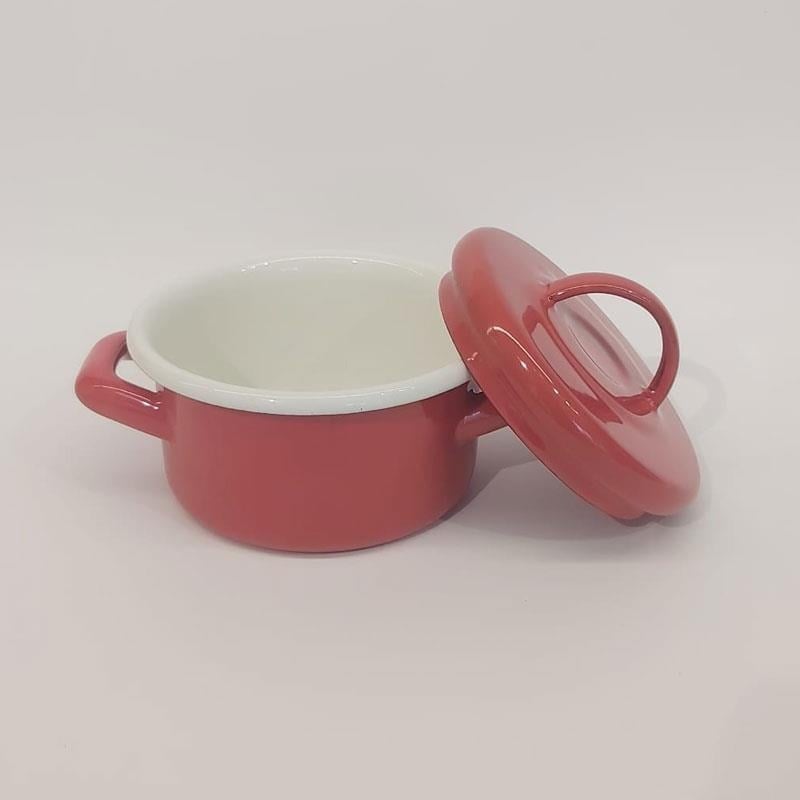 Emaye Mini Tencere 12 cm Kırmızı