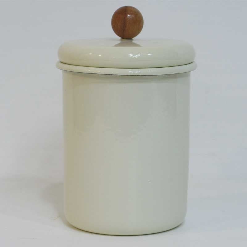 Emaye Silindir Kavanoz Krem 10 x 12 cm