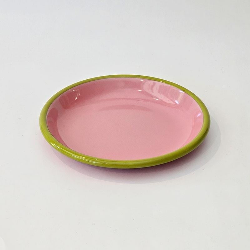 Emaye Tabak 20 cm Gül Kurusu Kordon F.Yeşil