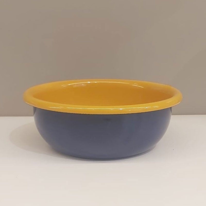 Emayra Emaye Kase 12 cm | Lacivert İç Sarı