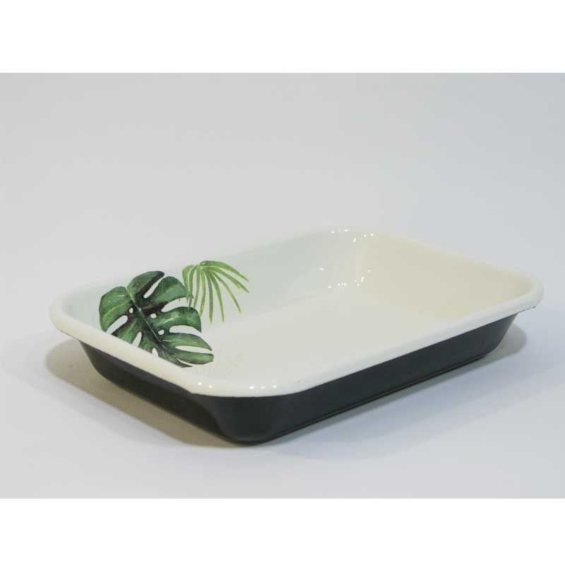 Tropic Yaprak Desen Emaye Derin Servis 21 x 14 cm