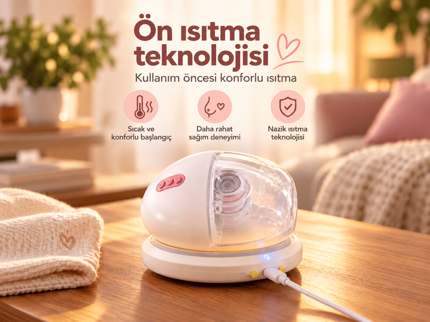 Minoo Milk Ön Isıtma Tabanlı Giyilebilir Elektrikli Göğüs Pompası – Eller Serbest Süt Sağma Makinesi, 9 Kademeli, 180 ml