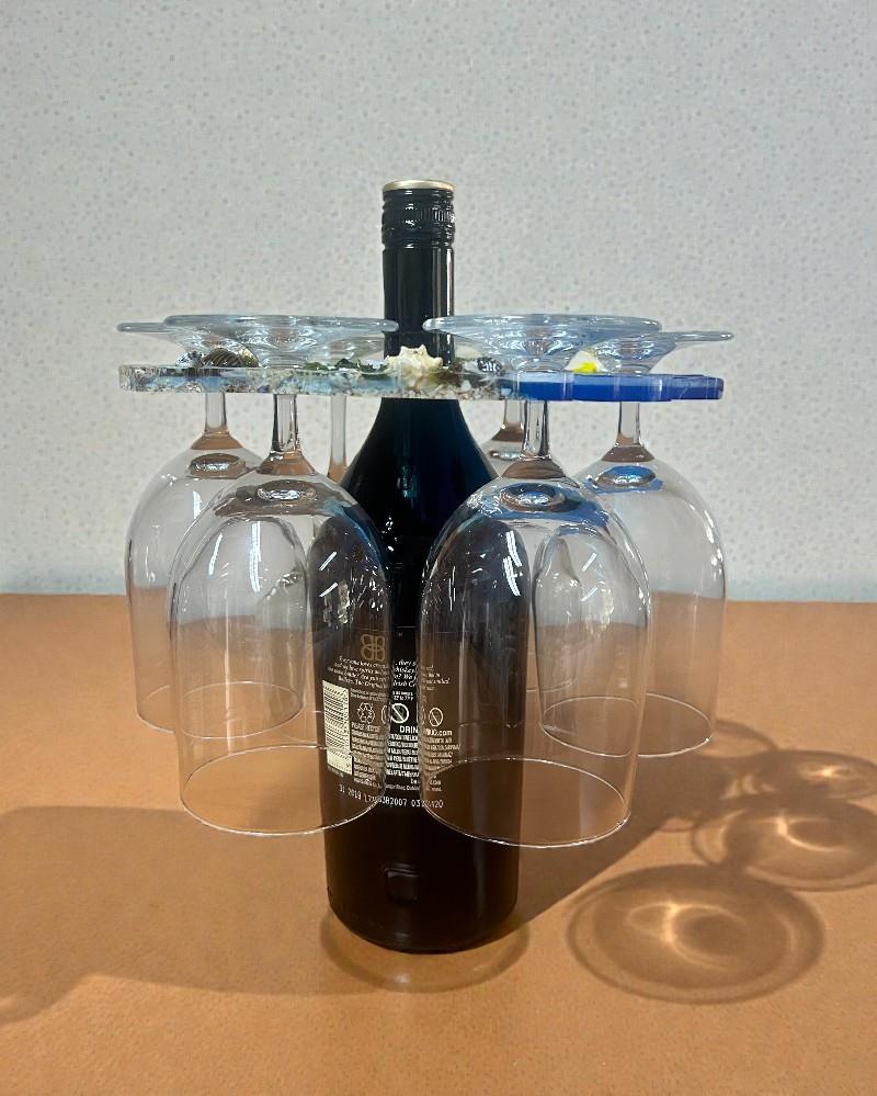 6'LI Şarap Kadehi Tutucu(Kaplumbağalı Deniz Temalı)