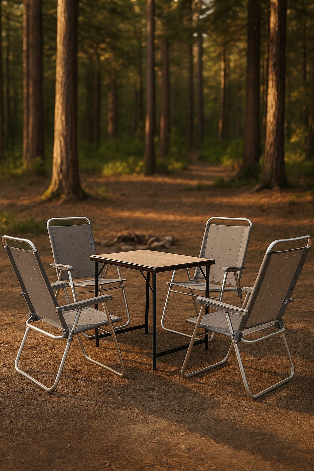 BÜYÜK MDF +4 PLAJ SANDALYE SET
