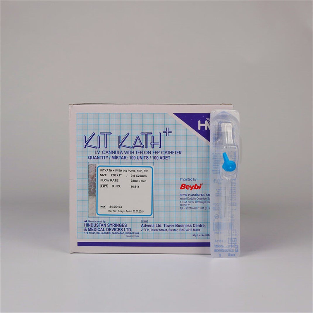 Beybi Kit Kath Branül (intraket) Mavi (22G) 100'lü Paket