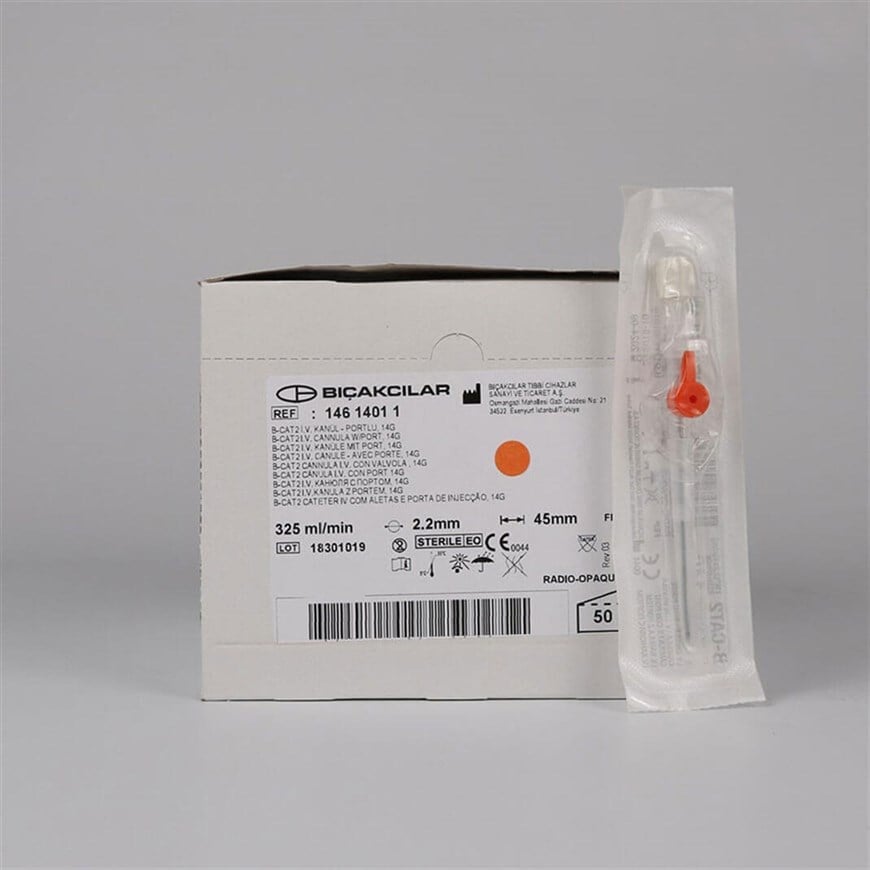 Bıçakcılar Branül (intraket) Turuncu (14G) 50'li Paket