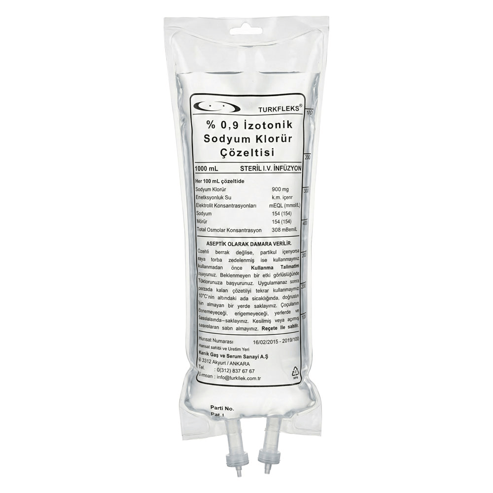 İzotonik %0,9 Sodyum Klorür 1000 ML Setsiz