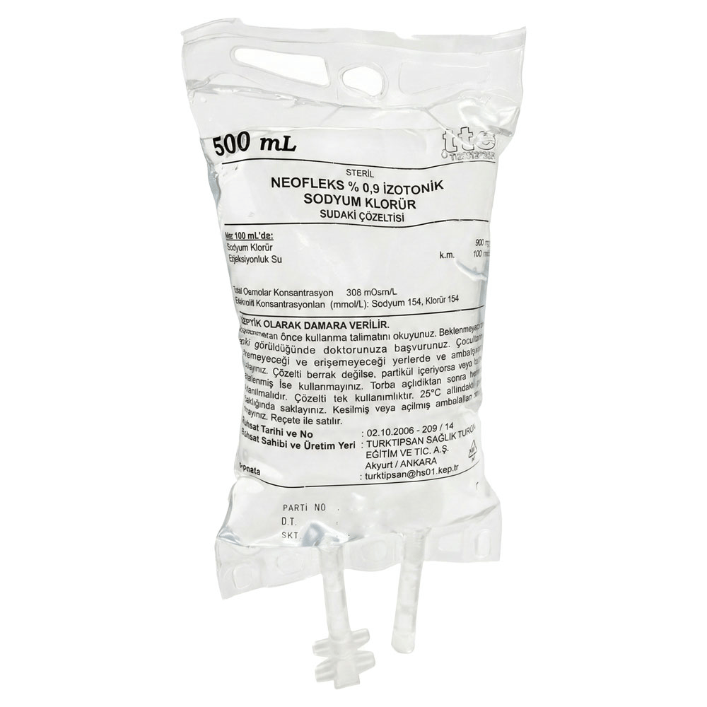 İzotonik %0,9 Sodyum Klorür 500 ML Setsiz