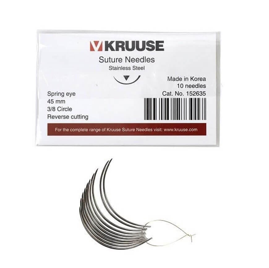 Kruuse Sütür İğnesi Spring 3/8 Keskin 45 MM 10'lu Paket