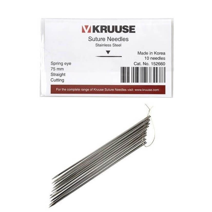 Kruuse Sütür İğnesi Spring Düz Keskin 75 MM 10'lu Paket