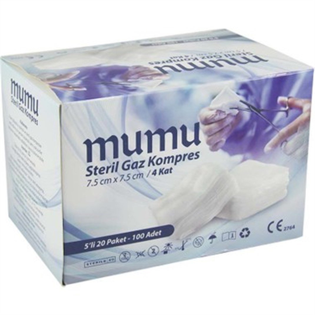 Mumu Steril Spanç (Gaz Kompress)  7,5*7,5 CM 4 kat 100'lü Paket