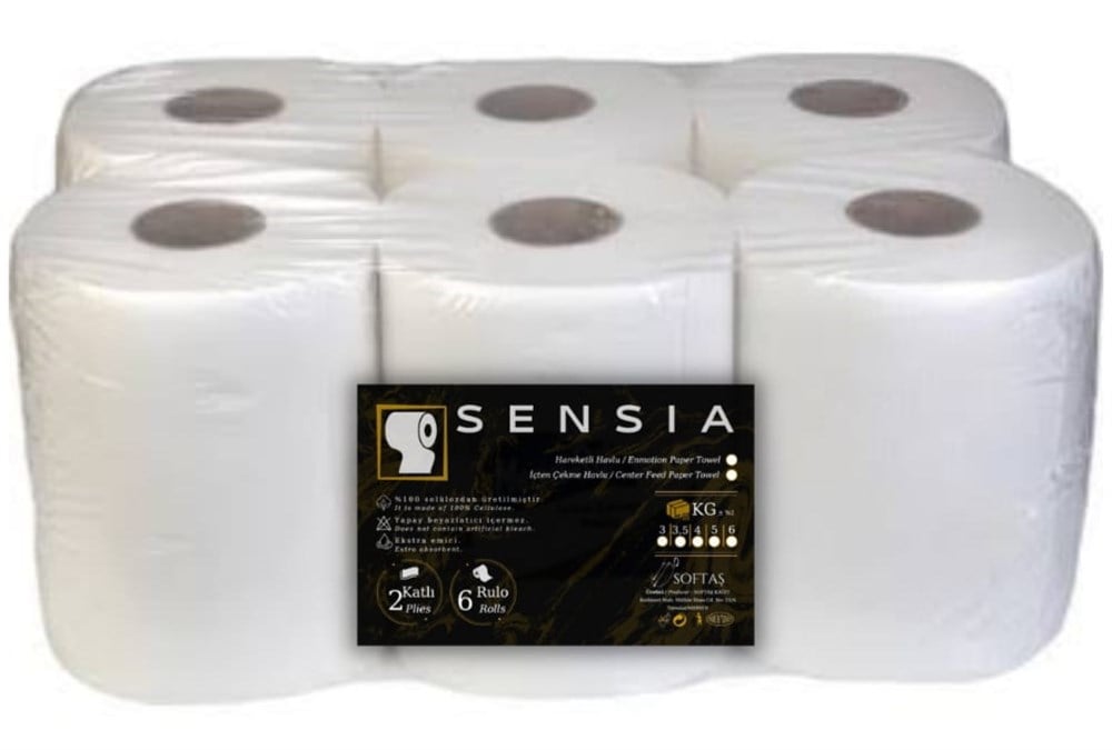 Sensia Hareketli Fotoselli Kağıt Havlu 3 kg 48 Metre 21 cm 6 Rulo
