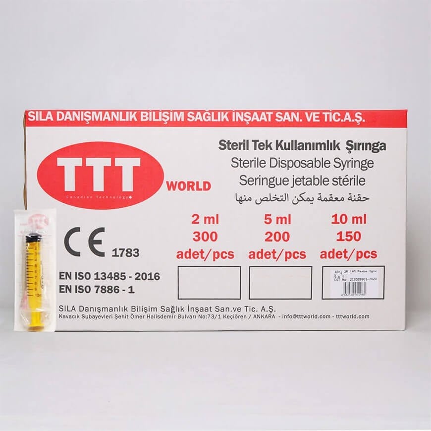 TTT 10 CC 3 Parça (Contalı) Pembe Uçlu Enjektör 150'li Paket
