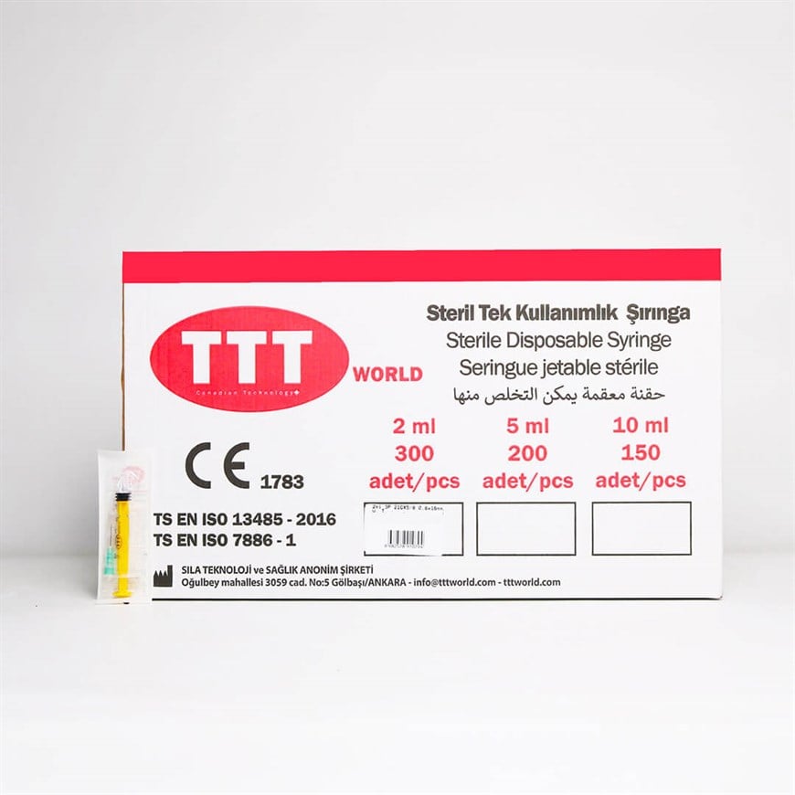 TTT 2 CC 3 Parça (Contalı) Kısa ve Yeşil Uçlu Veteriner Enjektörü 300'lü Paket