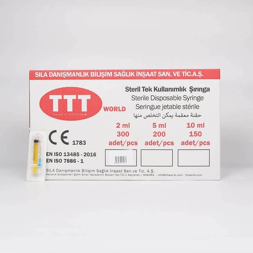 TTT 2 CC 3 Parça (Contalı) Mavi Uçlu Enjektör 300'lü Paket