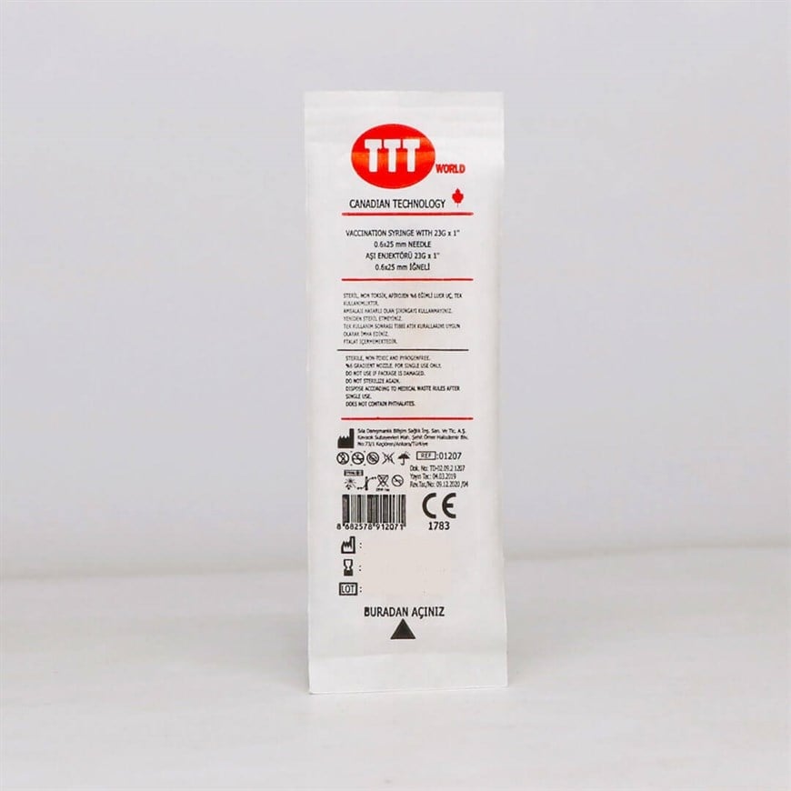TTT 2 CC 3 Parça (Contalı) Mavi Uçlu Enjektör 300'lü Paket