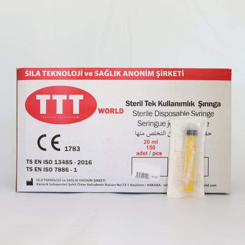 TTT 20 CC 3 Parça (Contalı) Pembe Uçlu Enjektör 150'li Paket